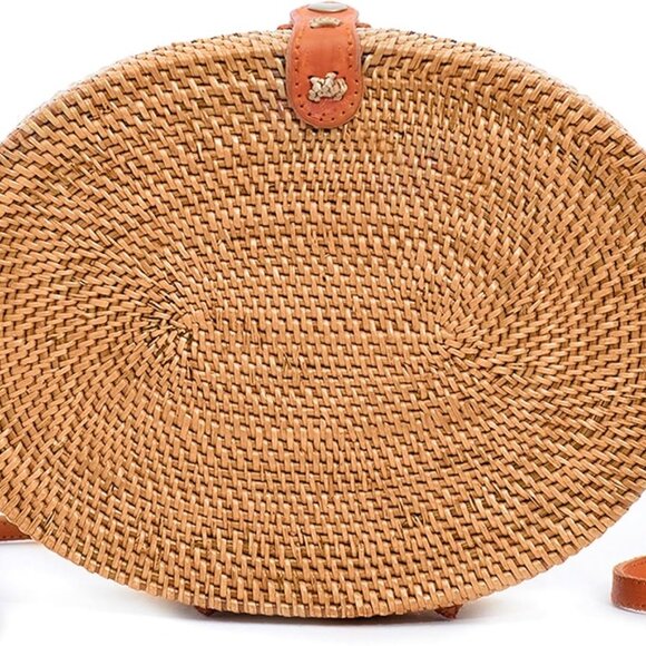 Handmade Woven Rattan Bag For Women - Round Or Square Style, Crossbody Or Handbag, Lightweight Straw Purse With Leather Strap - View #11